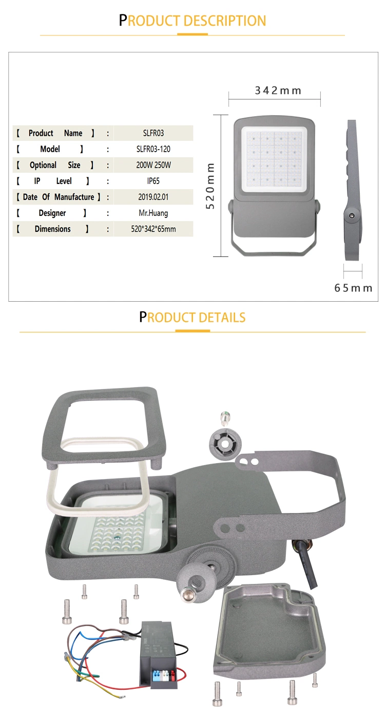 130lm/W LED Work Light IP66 LED Spotlight Waterproof Projector 50W 100W 150W 200W Tunnel Stadium Tennis Court Light LED Flood Light